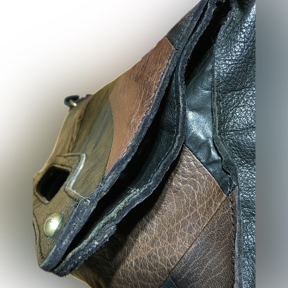 LUCKY BRAND Leather Patchwork Hippie Slouchy Abbey Road Fold Over Saddle Bag - Picture 8 of 13